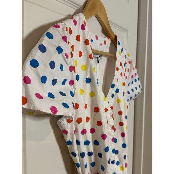Color Me Courtney Long Short Sleeve Dress White w/polkadots Size 4 - Picture 4 of 11